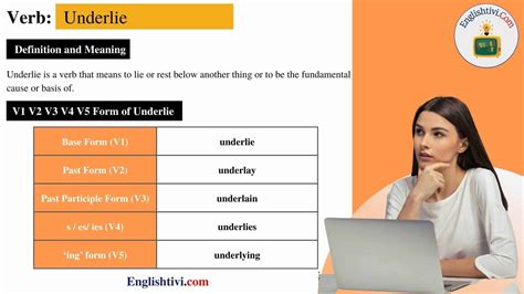 Underlie V1 V2 V3 V4 V5 Base Form, Past Simple, Past Participle Form of Underlie - Englishtivi