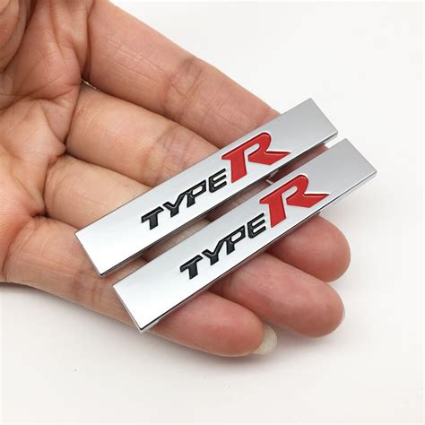 2Pcs 3D Metal Type R Typer Logo Car Side Fender Rear Trunk Emblem Badge