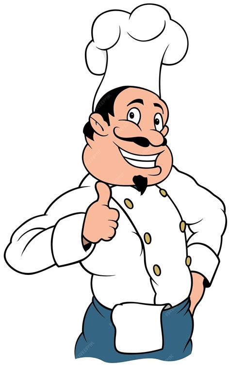 Premium Vector Smiling Chef In White Uniform Showing Thumb Up As Cartoon Illustration