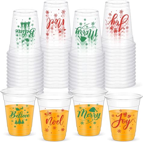 Amazon Sliner 60 Pcs Christmas Cups Bulk 12 Oz Disposable Plastic