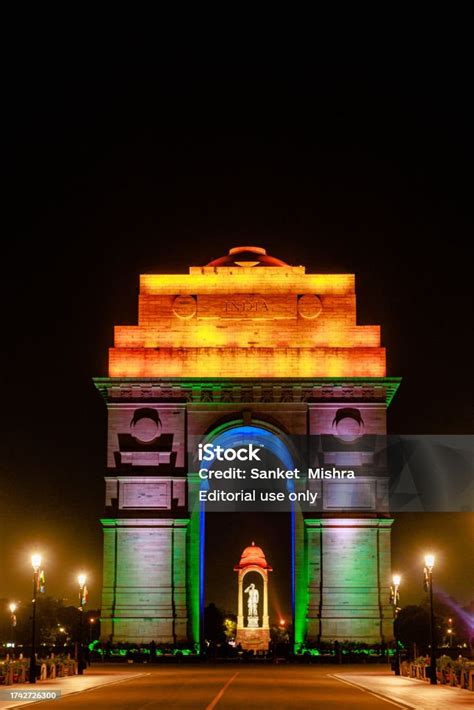 India Gate At Night Stock Photo - Download Image Now - Arch ...