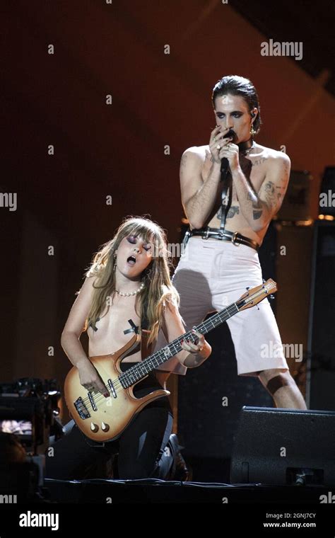 Victoria De Angelis And David Damiano Of The Maneskin Performing On