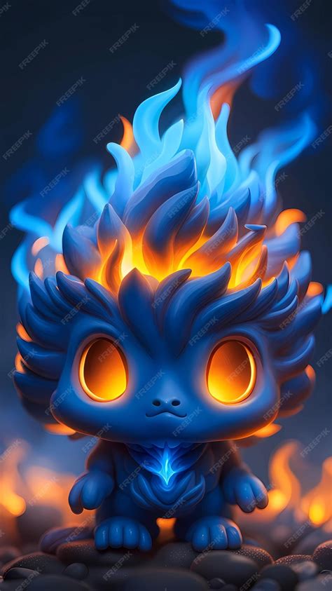 Premium AI Image | Blue fire 3D cartoon character illustration