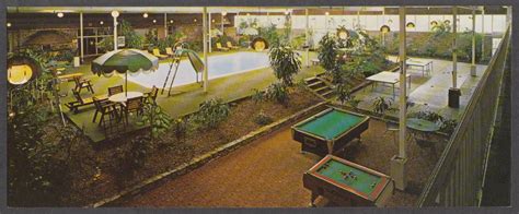 Dutch Inn Motor Hotel long postcard Narragansett RI 1980s pool & billiards