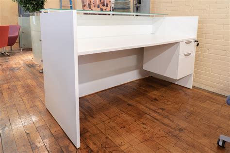 Peartree White Glass Top Reception Desks • Peartree Office Furniture