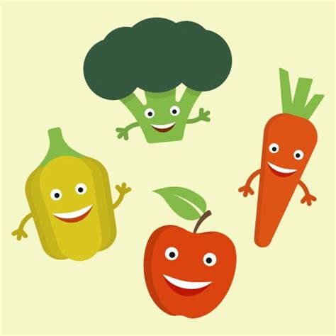 Funny Various Cartoon Vegetables Clip Art Vector Image