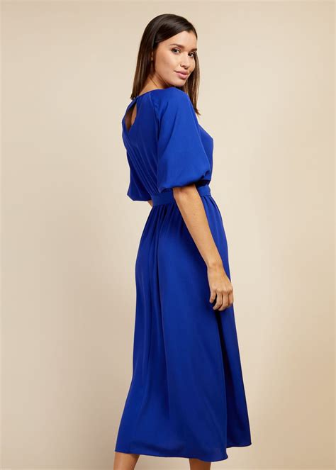 Little Mistress By Vogue Williams Royal Blue Woven Midi Dress Matalan