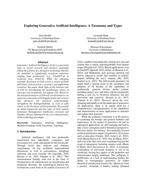 Pdf Exploring Generative Artificial Intelligence A Taxonomy And Types