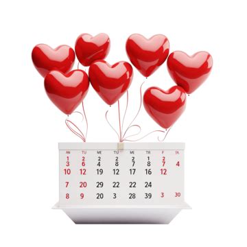 Happy Valentines Day Decoration With Heart Shape Balloon Calendar Love