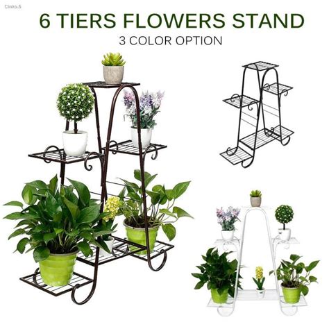 6 Tier Plant Stands Indoor Metal Shelf Stand Outdoor Multilayer Potted Planters Display Rack