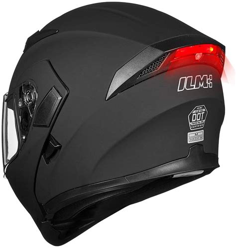 ILM Motorcycle Dual Visor Flip Up Modular Full Face Helmet DOT LED