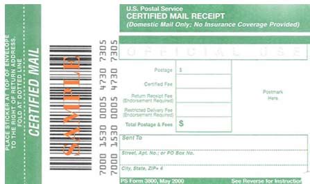 Certified Mail Receipt | Kent State University