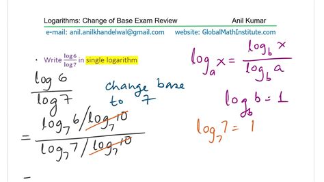 Prove Change Of Base Formula Log Ax Log Bx Og Ba For Logarithms And