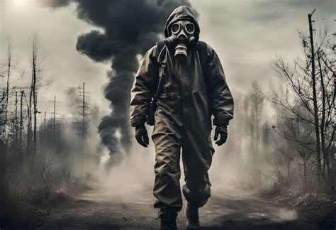 Premium Photo The Man In The Gas Mask Of Smoke Stalker