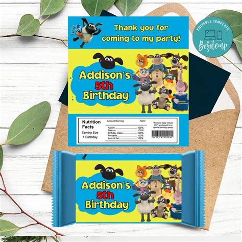 Timmy Time Candy Bar Label Customizable Template Diy Bobotemp