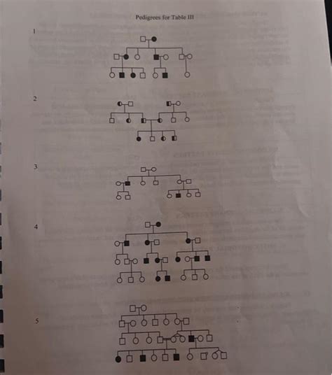 Solved Pedigrees For Table Iii R Niii Pedigree Analysis Chegg