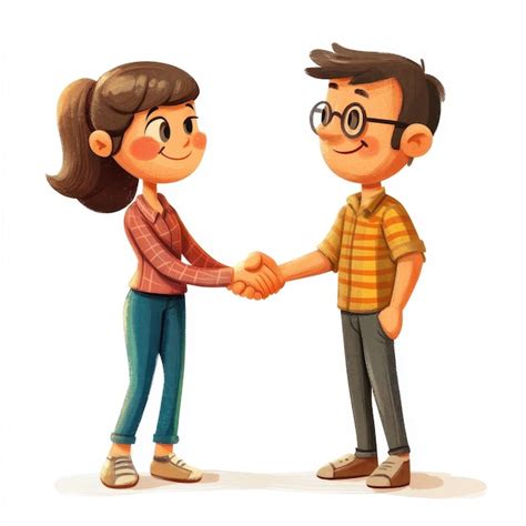 Premium Photo Cartoon Characters Shaking Hands In A Friendly Greeting