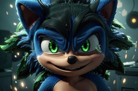 Premium Photo | Sonic the hedgehog green eyes enraged expression black ...