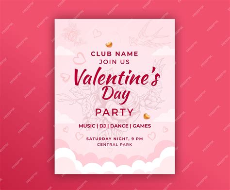 Premium Vector Valentines Day Party Flyer Template