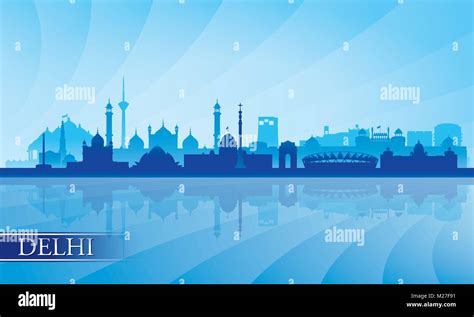 Delhi city skyline silhouette background, vector illustration Stock ...