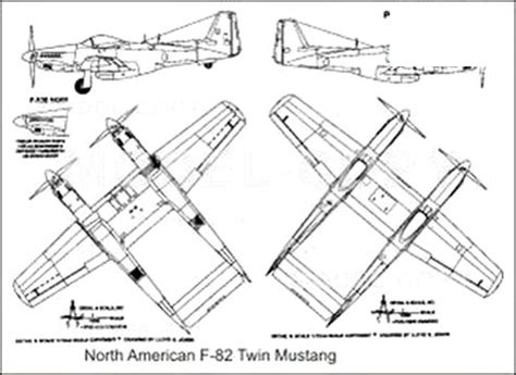 North American F Twin Mustang D Drawing Blueprints