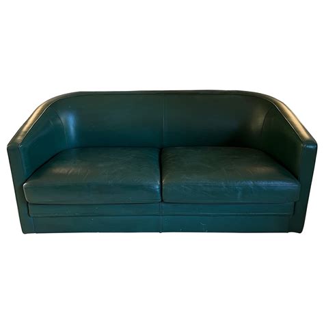 Art Deco Style Green Leather Three Seats Sofa. Circa 1980 For Sale at 1stDibs | dark green ...