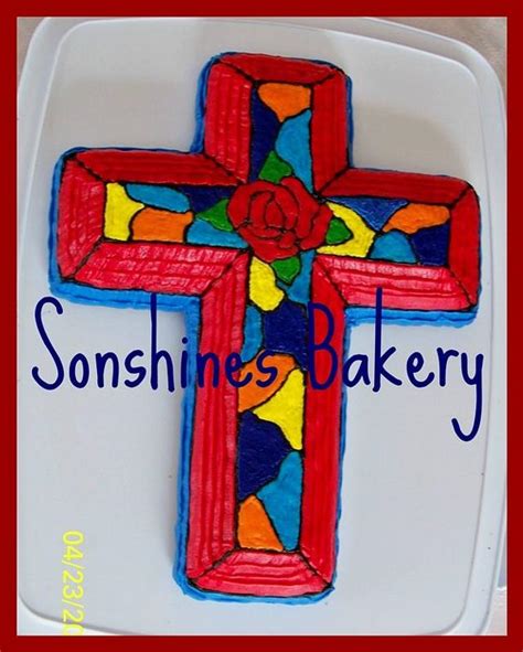 Stained Glass Cross Decorated Cake By Sonshines Cakesdecor