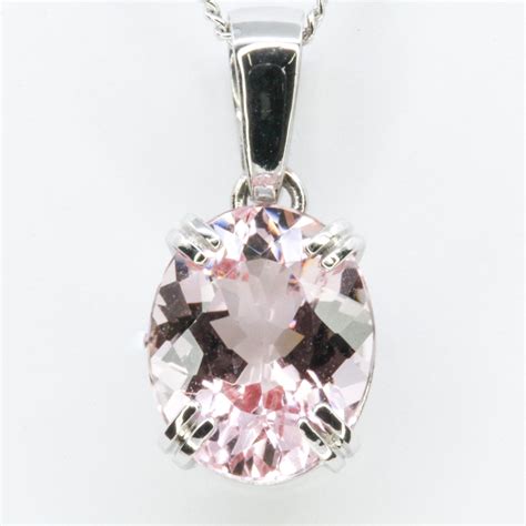 Ct White Gold Morganite Pendant Allgem Jewellers