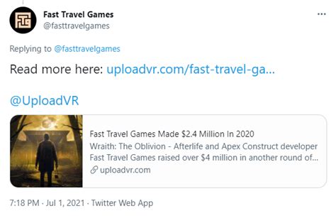 Vr游戏工作室fast Travel Games获得超400万美元的投资 虚拟现实新闻