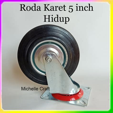 Jual Roda Troli Mati Hidup Rem Roda Etalase Roda Karet Inch