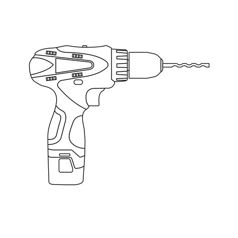 Hand Drill Outline Icon Illustration On Isolated White Background