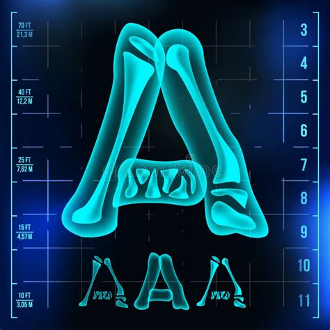 A Letter Vector Capital Digit Roentgen X Ray Font Light Sign Medical