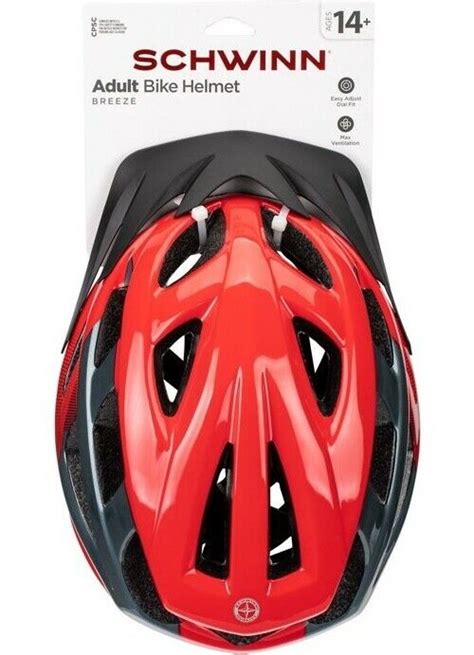 Schwinn Adult Bike Helmet Breeze Red Dial Fit Vents Adjustable