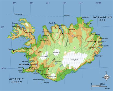 Mapa De Elevaci N Grande De Islandia Con Carreteras Islandia Europa