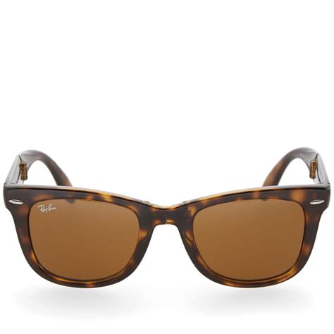 Ray Ban Wayfarer Folding Sunglasses Light Havana & Brown | END. (UK)