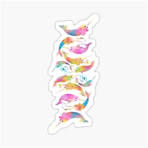 Rainbow Narwhals Sticker For Sale By Perrinlefeuvre Redbubble