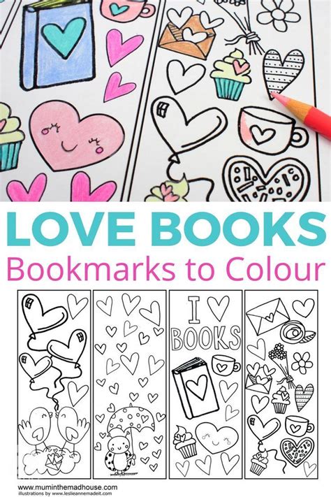 Love Books Free Colouring Bookmarks Mum In The Madhouse Valentine