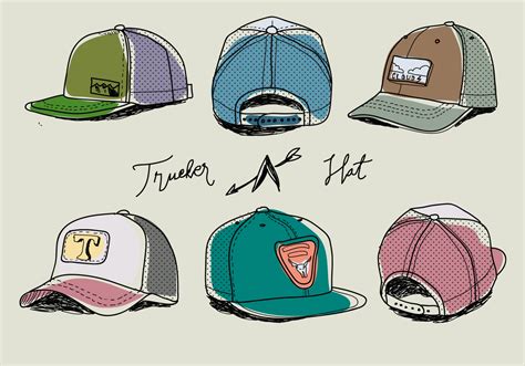 Hand Drawn Colorful Trucker Hat Vector Illustration 149114 Vector Art ...