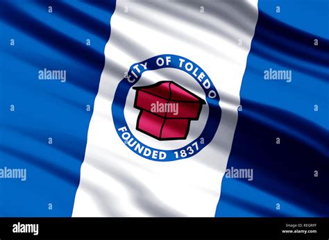 Toledo Ohio Waving And Closeup Flag Illustration Perfect For