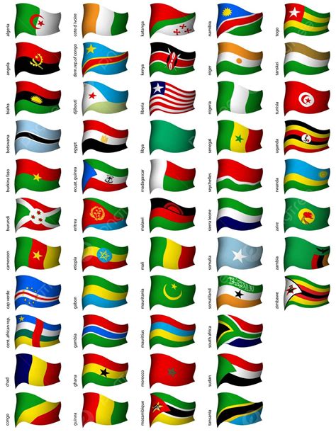 Wavy African Flags Set Morocco Sudan Business Vector Morocco Sudan