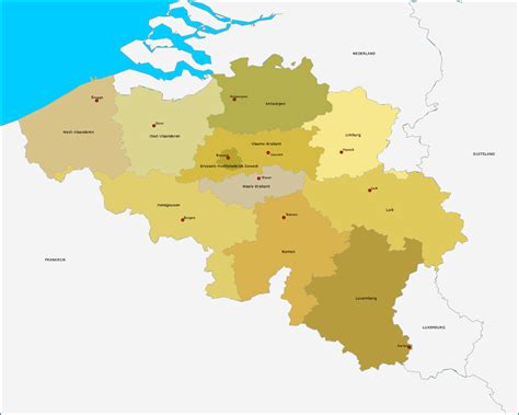 Topografie Provincies En Hoofdsteden Van België