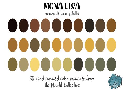 Mona Lisa Procreate Color Palette 30 Colors Color Palette Procreate ...