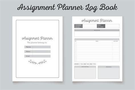 Premium Vector Assignment Planner Log Book Kdp Interior