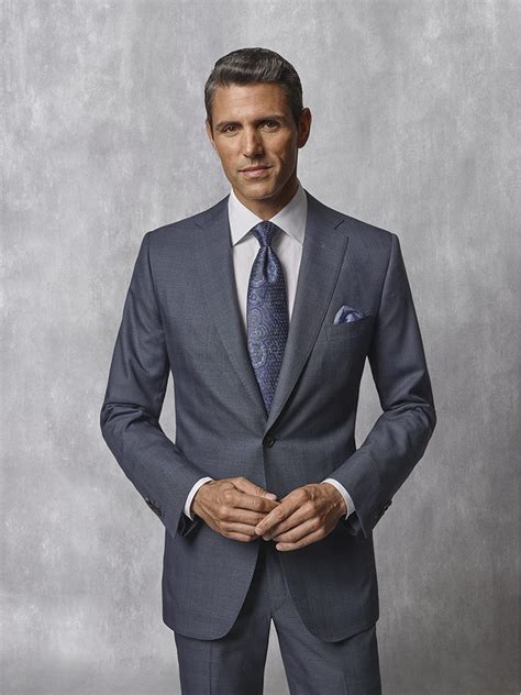 Slate Blue Plaid Suit Oxxford Collection Tom James Company