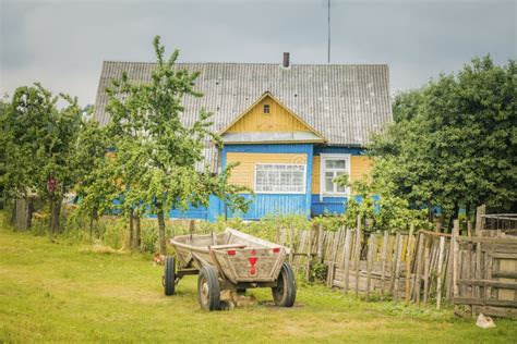 Colorful Architecture of Rural Belarus Stock Image - Image of cart, landscape: 159631907