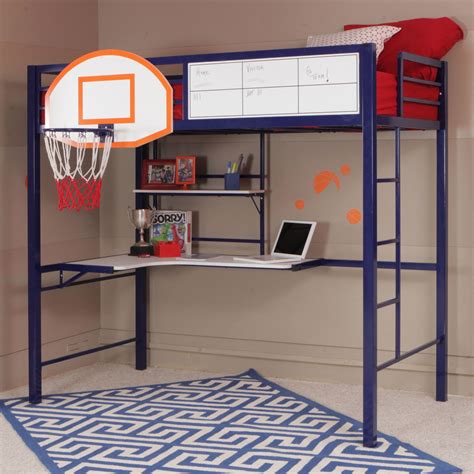 Powell Hoops Basketball Twin Loft Bed With Desk Basketball Bedroom