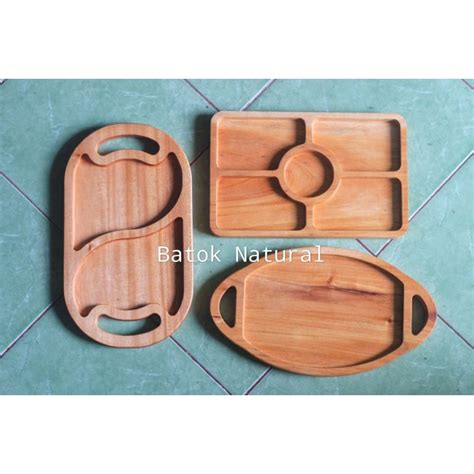 Jual NAMPAN BAKI SEKAT KAYU MAHONI 30cm X 20cm 3 MACAM KOTAK OVAL ELIPS