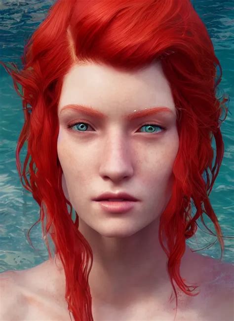 Portrait Of Ariel Red Hair Sea Hyper Detailed Stable Diffusion