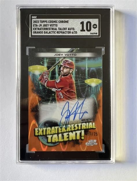 2023 TOPPS CHROME COSMIC AUTO ORANGE GALACTIC REFRACTOR JOEY VOTTO 25