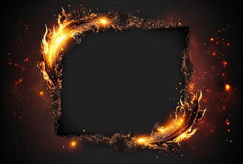 Premium Photo Black Design Space Realistic Flame Border And Fire